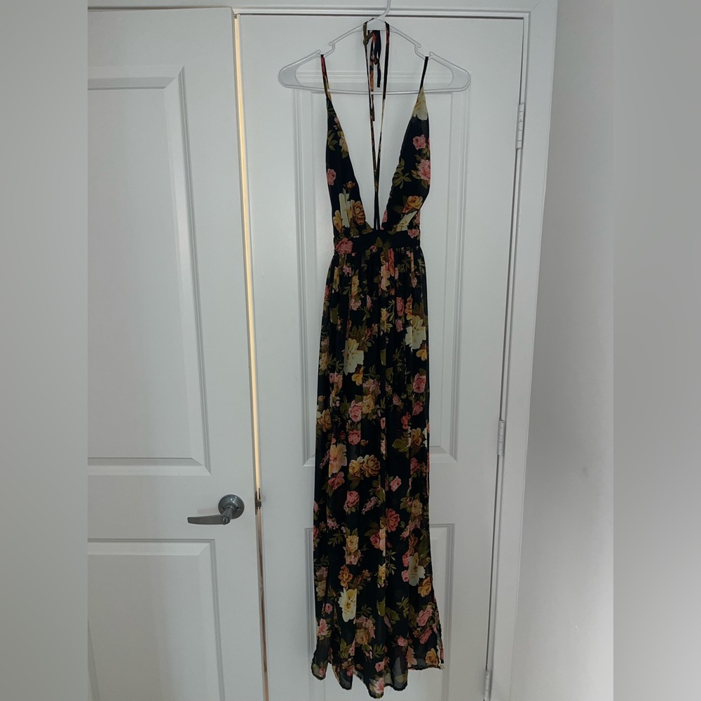 Floral Maxi Dress, low cut size M